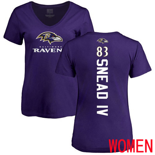 Baltimore Ravens Purple Women Willie Snead IV Backer NFL Football #83 T Shirt